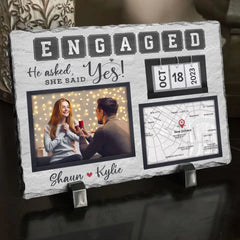 Custom Engagement Gift For Couple He Asked She Said Yes Photo Slate