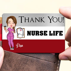 Custom Nurse Life Aluminum Wallet Card - Personalized Thank You Gift for Nurses