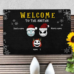 Personalized Doormat Welcome To My House Custom Christmas Hat Design Perfect Gift for Family