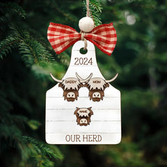 Highland cow, family christmas ornament, farmhouse Christmas, 2024
 ornament, rustic christmas ornament