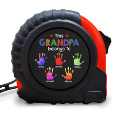 This Grandpa Daddy Belongs To - Gift For Dad, Father, Grandfather - Personalized Tape Measure