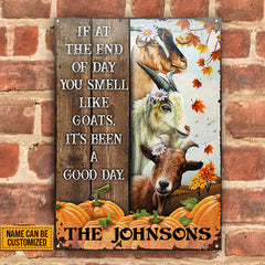 Goat Farm, Autumn Barn, Fall Farmhouse, Pumpkin Custom Classic Metal Signs