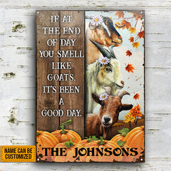 Goat Farm, Autumn Barn, Fall Farmhouse, Pumpkin Custom Classic Metal Signs