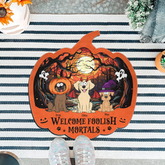 Happy Halloween Welcome Foolish Mortals - Personalized Doormat