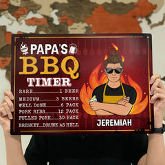 Dad's BBQ Timer - Gift For Father, Grandpa - Personalized Classic Metal Signs