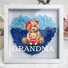 Personalized Bear With Cute Little Bear Kids Flower Shadow Box