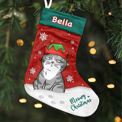 Meowy Christmas - Cat Personalized Custom Christmas Stocking - Christmas Gift For Pet Owners, Pet Lovers