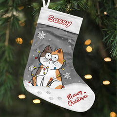 Meowy Christmas - Cat Personalized Custom Christmas Stocking - Christmas Gift For Pet Owners, Pet Lovers