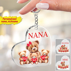 Mama Bear With Little Kids Personalized Acrylic Keychain Mother's Day Gift