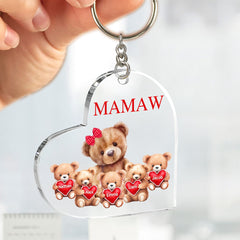 Mama Bear With Little Kids Personalized Acrylic Keychain Mother's Day Gift