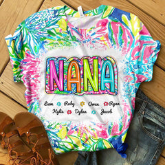 Grandma Nana Gigi Scribble Doodle Grandkids Personalized 3D T-shirt