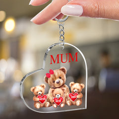 Mama Bear With Little Kids Personalized Acrylic Keychain Mother's Day Gift