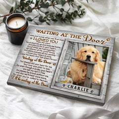 Pet Memorial Gift, Dog Loss Gift, Waiting At The Door Personalized Dog Photo Canvas Print