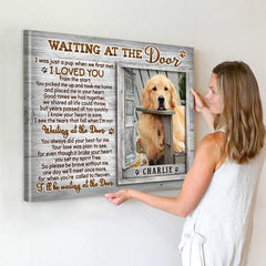 Pet Memorial Gift, Dog Loss Gift, Waiting At The Door Personalized Dog Photo Canvas Print