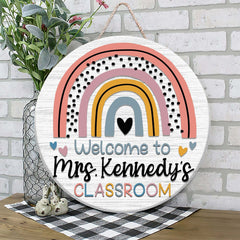 Teacher Classroom Door Sign, Personalized Teacher Door Sign, Rainbow Teacher Sign, Teacher Gift Idea