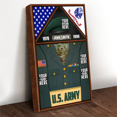 Personalized Gift For Military Veteran Dad Grandpa Veteran Custom Uniform Rank Name Division Image Veteran Poster Canvas H2511