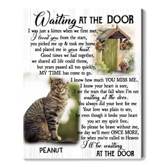 Personalized Cat Loss Gifts, Custom Memorial Cat Wall Art, Cat Memorial Gifts, Waiting At The Door