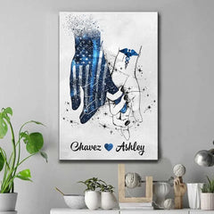 Police And Nurse Couple Always By Your Side Thin Blue Line Personalized Canvas Print