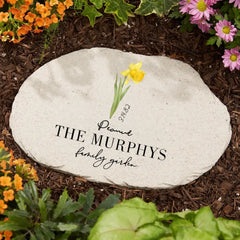 Birth Month Flower Personalized Round Garden Stone, Birth Flower Garden Stone, Outdoor Decor, Garden Decor, mother's Day gift, Gifts for Her