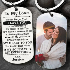 My Soulmate My Everything - Custom Name and Photo - Personalized Steel Keychain - Best Gifts For Couple