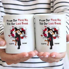 Doll Couple Kissing From Our First Kiss Till Our Last Breath Halloween Personalized Mug