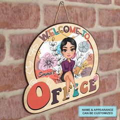 Personalized Custom Door Sign - Welcoming Gift For Office Staff, Colleague - Floral Office