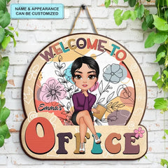 Personalized Custom Door Sign - Welcoming Gift For Office Staff, Colleague - Floral Office