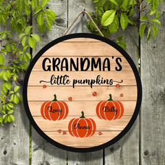 Grandparents Little Pumpkins - Personalized Autumn Halloween Door Wood Sign