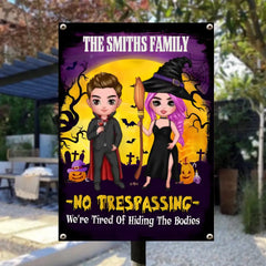 Halloween No Trespassing Metal Garden Sign