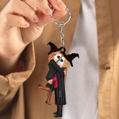 Halloween Couple Kissing and Hugging Personalized Acrylic Keychain