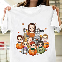 Grandma's Little Pumpkins Fall Season Personalized T-shirt