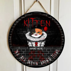 Halloween Welcome Sign, Halloween Custom Wooden Signs, We All Meow Down Here