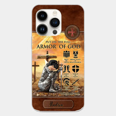 Personalized Woman Warrior Knight Put On The Full Armor Of God Leather Texture Phone Case