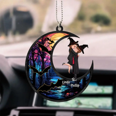 Gift For Witch Couple, Halloween Gift - Personalized Acrylic Car Ornament