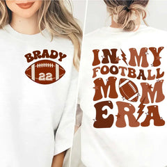 Game day Sport Mama Tee, Football Game Season Shirt, Custom Football Mom Era Shirt with Kid Name & Number, Personalize Mom Football Tee