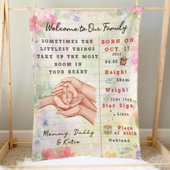 Welcome To Our Family, Personalized Blanket, Love Hand Family , Gift For Family