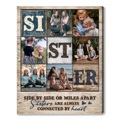 Personalized Sister Photo Collage Canvas, Mother’s Day Gift for Sister, Sister Photo Gifts, Christmas Sister Gift