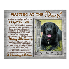 Pet Memorial Gift, Dog Loss Gift, Waiting At The Door Personalized Dog Photo Canvas Print