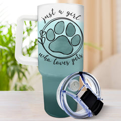 Just A Girl Who Loves Dogs Cats - Birthday, Loving Gift For Pet Lovers, Dog Lovers, Cat Lovers - Personalized 40oz Tumbler With Straw