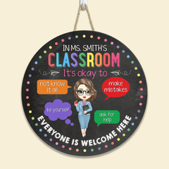 In This Classroom - Personalized Round Wood Sign