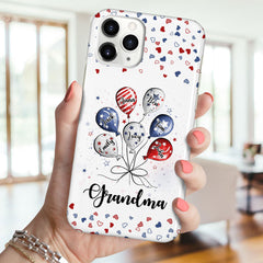 4th of July Grandma Auntie Mom Little Balloon Kids American Flag Pattern Personalized Phone Case