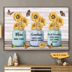 Grandma‘s Garden Sunflower Vase Personalized Horizontal Poster