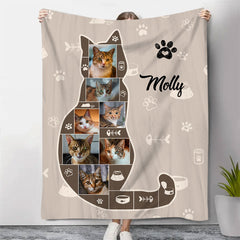 Personalized Cat Photo Collage Blanket, Best Gifts For Cat Owners, Cat Lover Gift