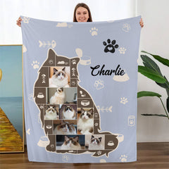 Personalized Cat Photo Collage Blanket, Best Gifts For Cat Owners, Cat Lover Gift