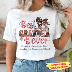 Best Grandma/Mama Ever Pink Leopard Personalized T-shirt/ Sweatshirt & Hoodie