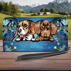 Flower Pattern Dog Personalized Clutch Purse, Personalized Gift for Dog Lovers, Dog Dad, Dog Mom