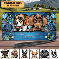 Flower Pattern Dog Personalized Clutch Purse, Personalized Gift for Dog Lovers, Dog Dad, Dog Mom