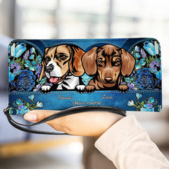 Flower Pattern Dog Personalized Clutch Purse, Personalized Gift for Dog Lovers, Dog Dad, Dog Mom