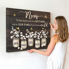 Mothers Day Personalized Gifts for Mom, Mom Canvas with Kids Names, Gift for Mom From Daughter Birthday