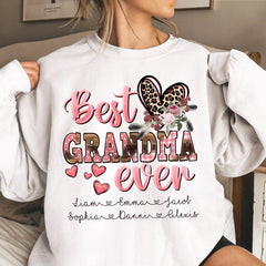 Best Grandma/Mama Ever Pink Leopard Personalized T-shirt/ Sweatshirt & Hoodie